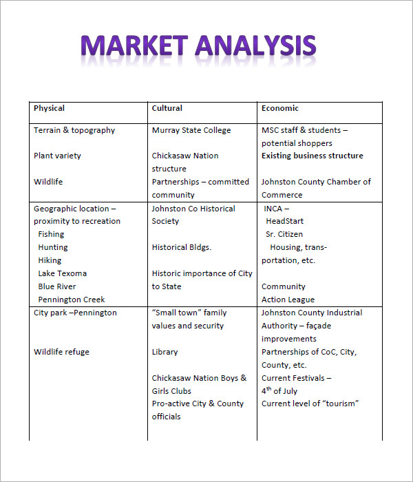 business plan market analysis example pdf