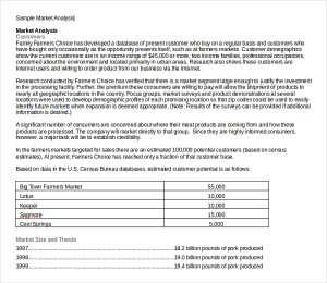 market analysis template sample market analysis