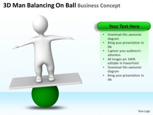 marketing business plan d man balancing on ball business concept ppt graphics icons slide