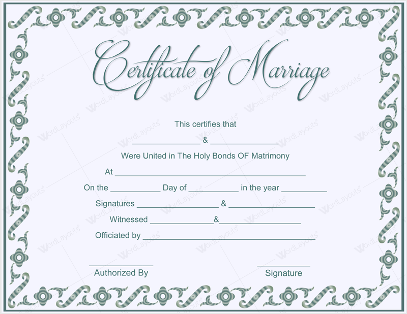Marriage Certificate Sample | Template Business