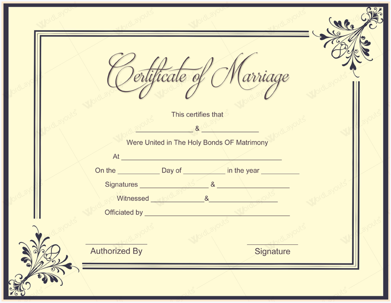 marriage certificate sample