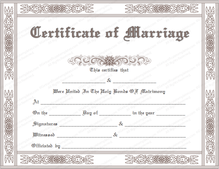 marriage certificate sample