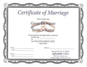 marriage certificate sample sample certificate