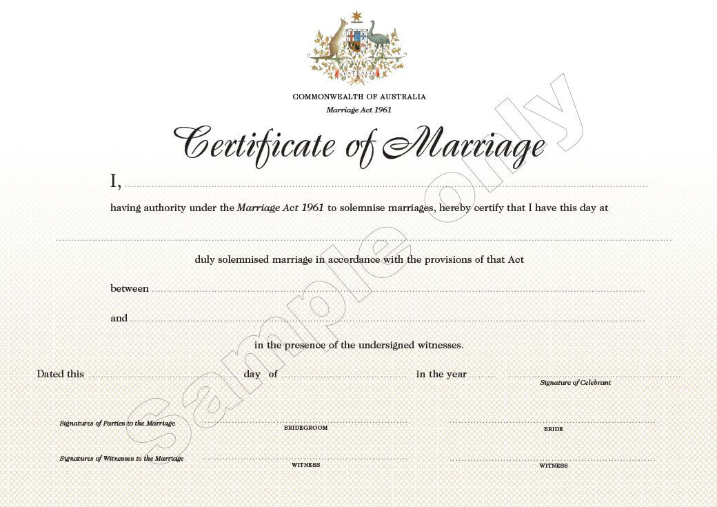 marriage certificate sample