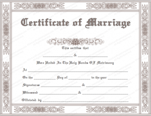 marriage certificate template classic marriage certificate template