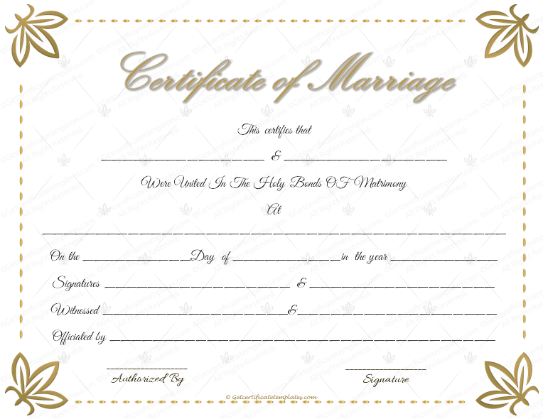 marriage certificate template