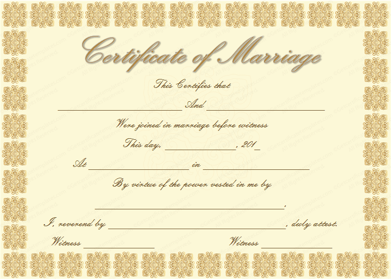 marriage certificate template