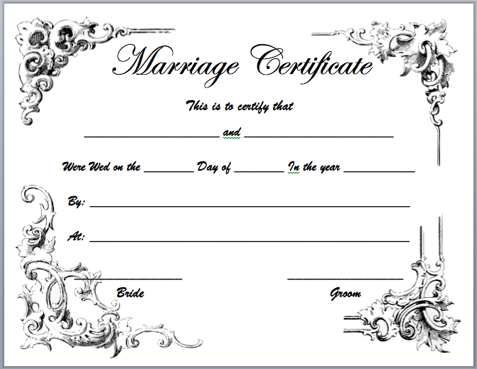 marriage certificate template