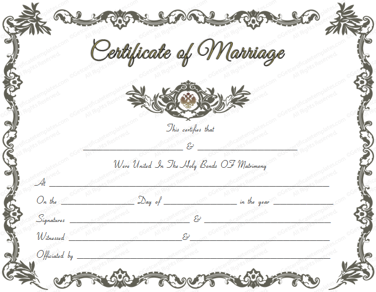 marriage certificate template