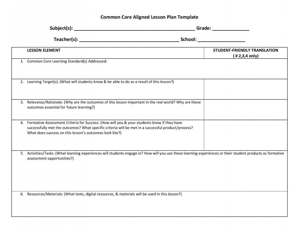 math lesson plan template