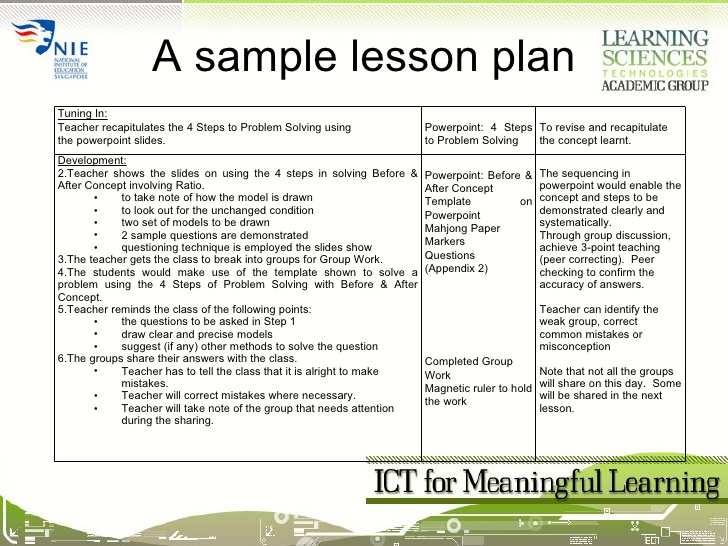 math lesson plan template