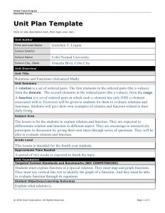 math lesson plan template unit plan math