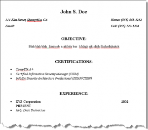 mba resume sample page