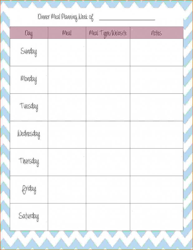 meal plan template word