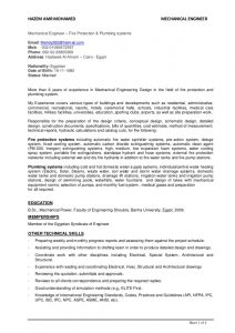 mechanical engineering internship resume mechanical engineer plumbing and fire fighting