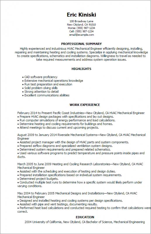 mechanical engineering resume