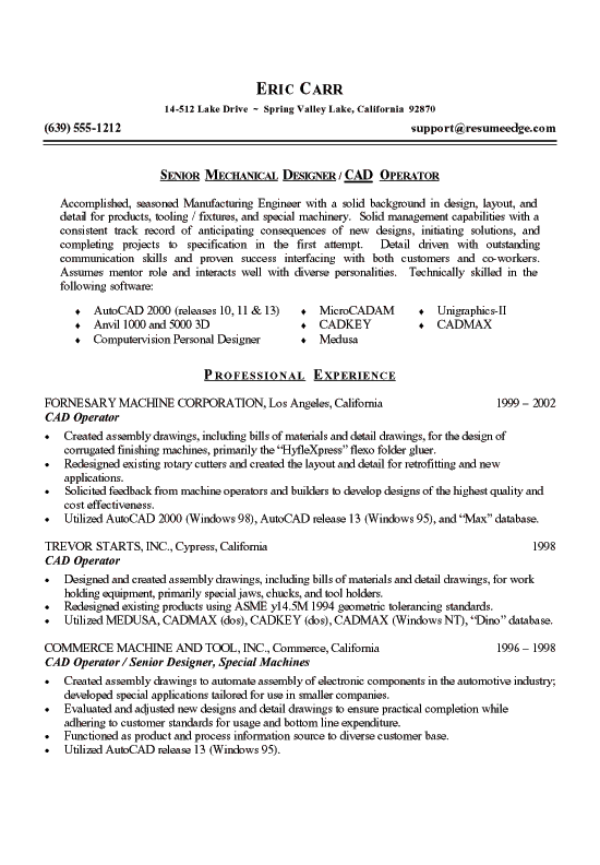 mechanical engineering resume