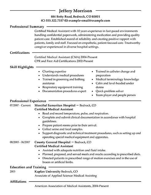 medical assistant resume examples