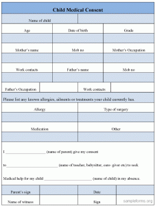 medical authorization form child medical consent form