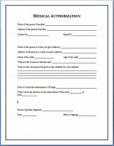 medical authorization form medical authorization