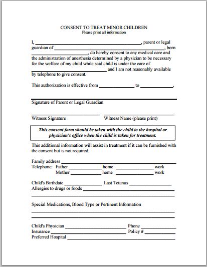 medical consent form for grandparents