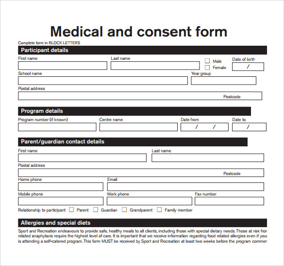 medical consent form template