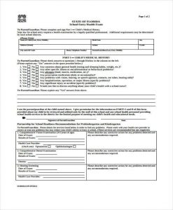 medical form templates child school medical form