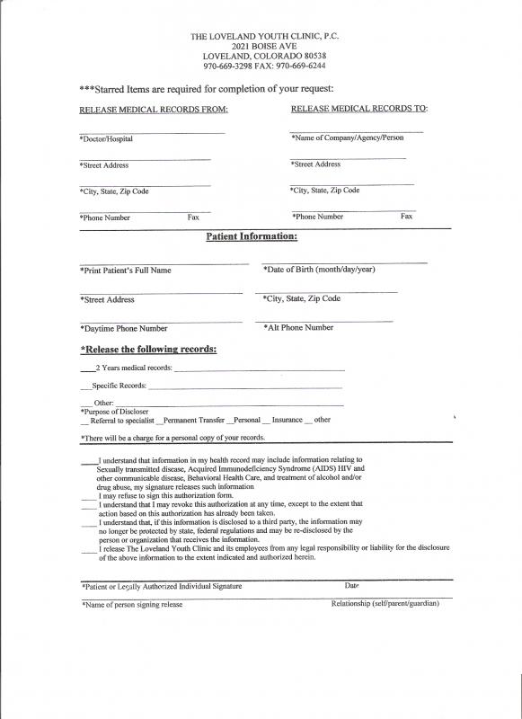 medical records release form