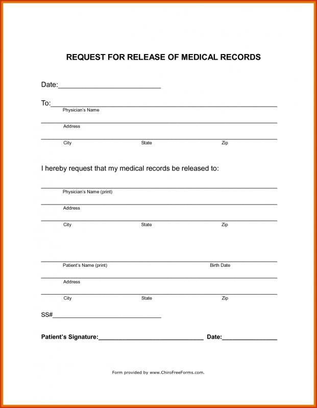 Printable Template Medical Records Release Form Printable Forms Free