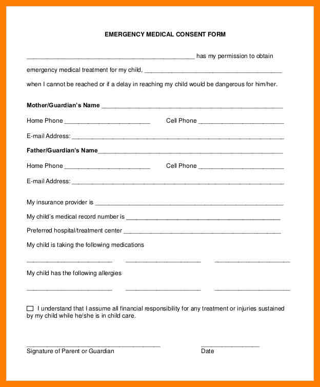 Medical Release Form For Grandparents Template Business