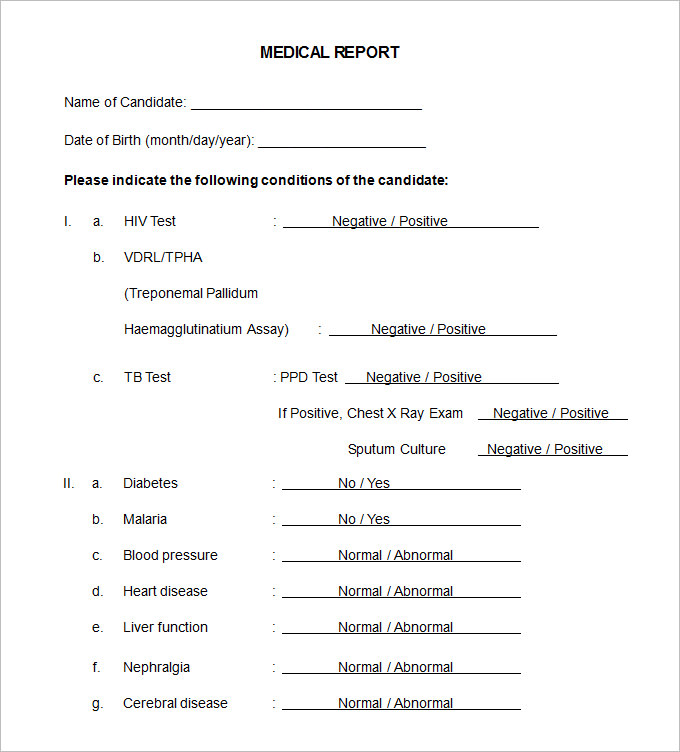 medical report template