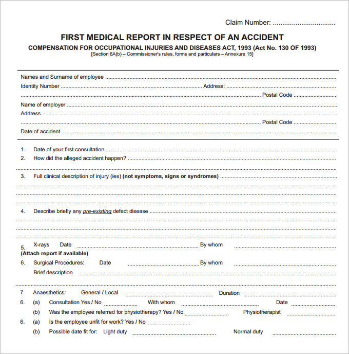 medical report template