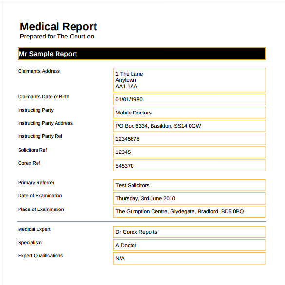 medical report template