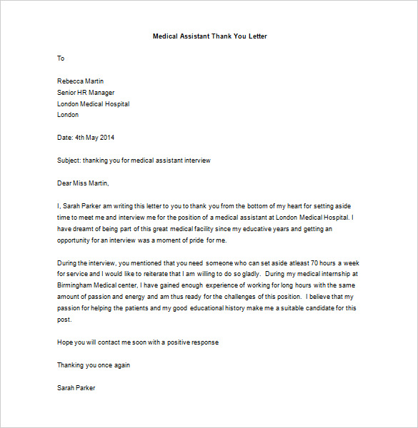 Medical School Interview Thank You Letter | Template Business