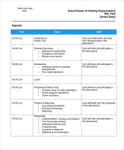 meeting agenda sample corporate visit agenda