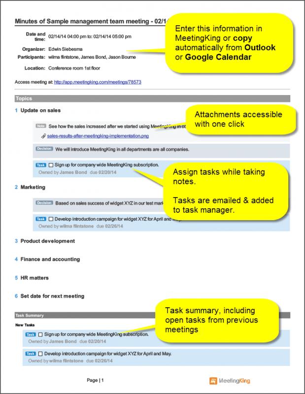 meeting agenda sample