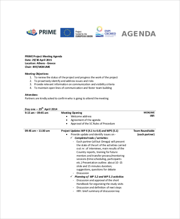 meeting agenda template doc