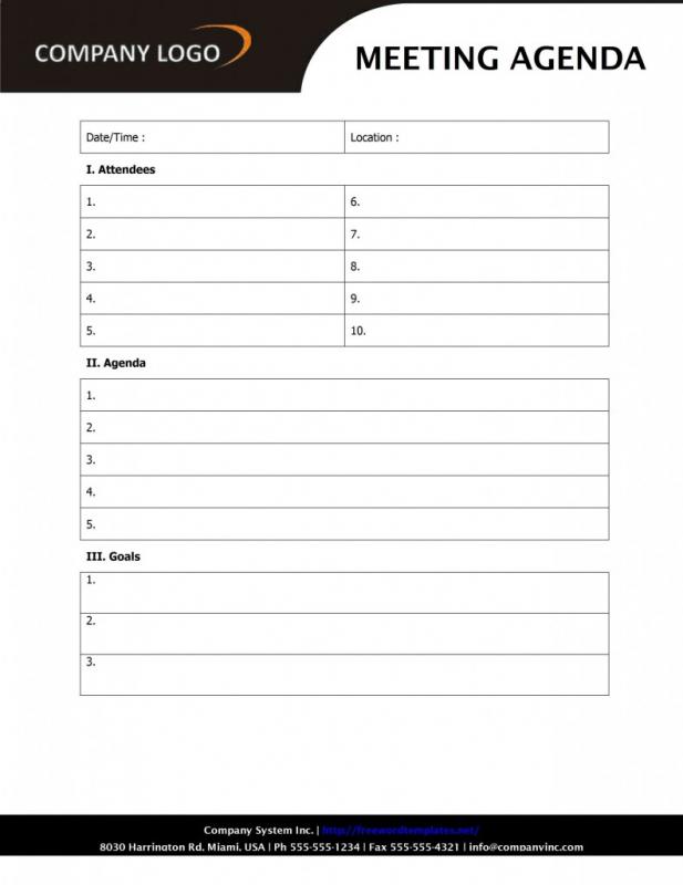 meeting agenda template word