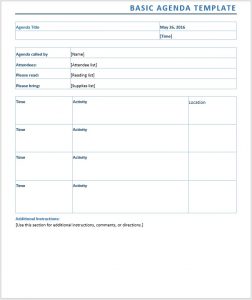 meeting agenda template word basic agenda template