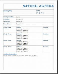 meeting agenda template word formal meeting agenda template