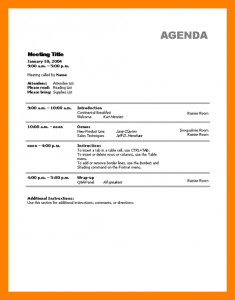 meeting agenda templates sample of agenda template