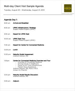 meeting agendas examples client visit agenda sample