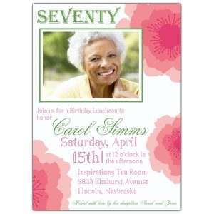 meeting invitations templates peony pink seventieth birthday invitations p z