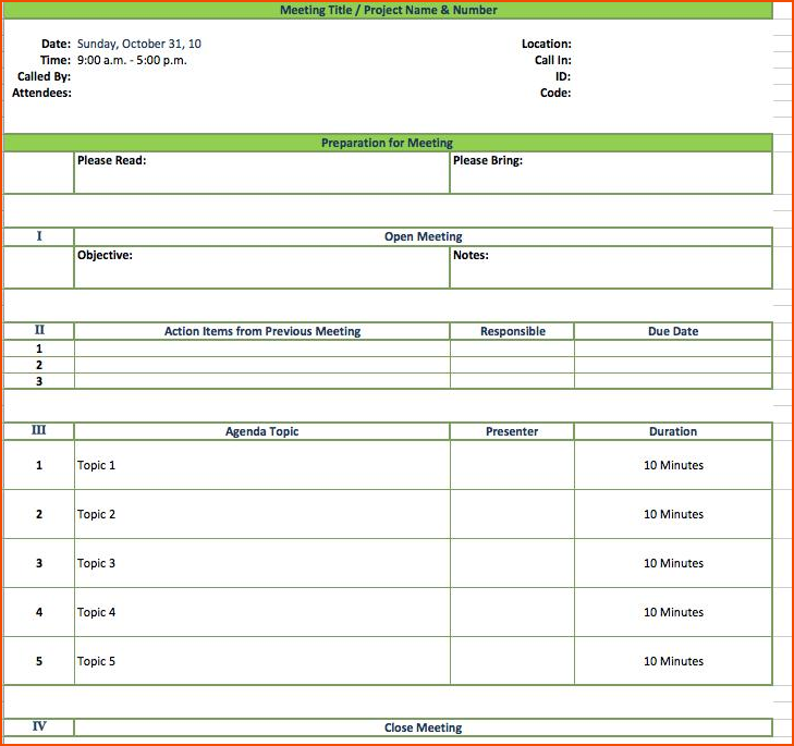 meeting minute template word