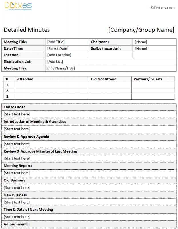 meeting minutes examples