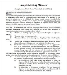 meeting notes sample sample meeting minutes template