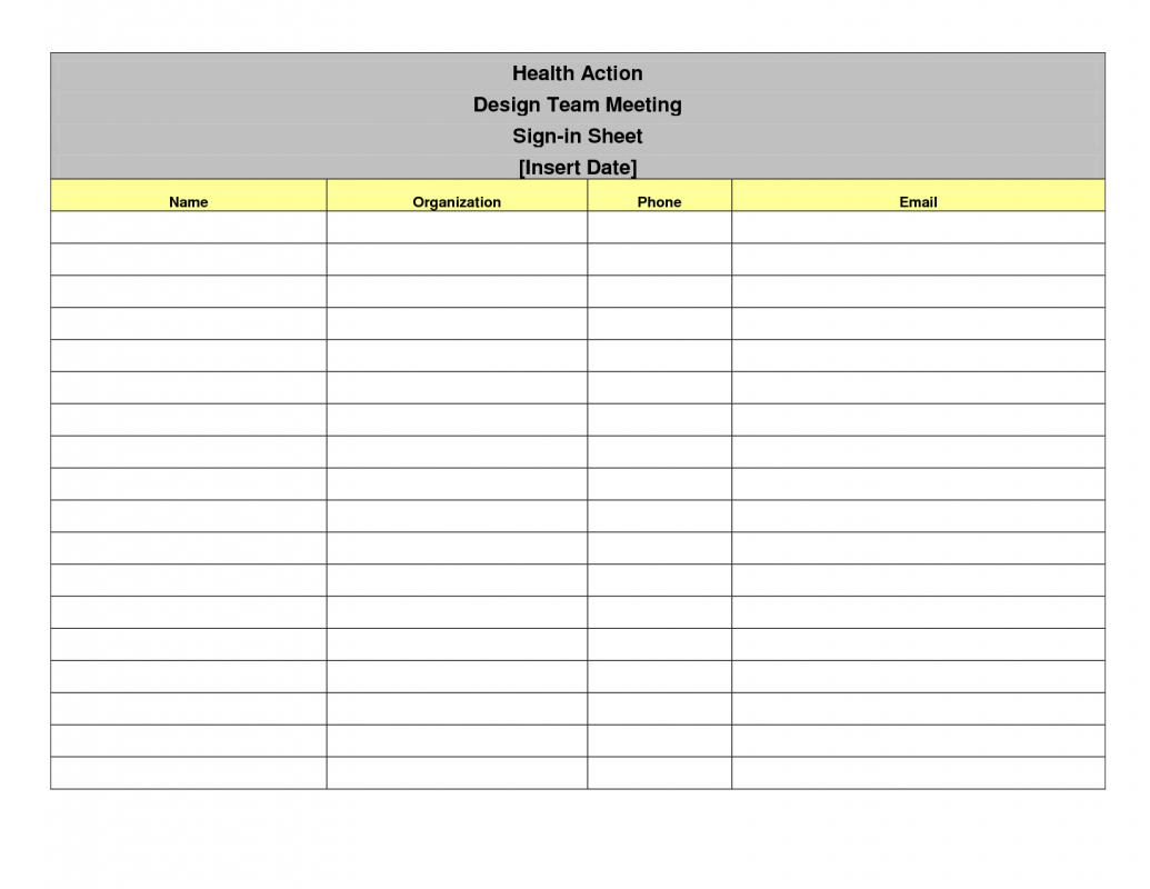 Meeting Sign In Sheet Template Business
