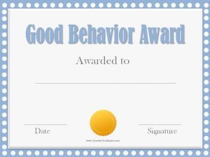 membership certificate template good behavior award