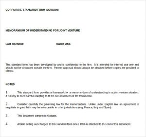 memo of understanding examples ms word document for memorandum of understanding joint venture