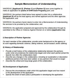 memorandum of understanding sample simple memorandum of understanding